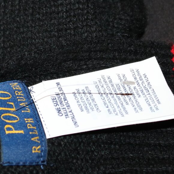 Polo Ralph Lauren Polo Ski Bear Scarf Red Black - Picture 6 of 6